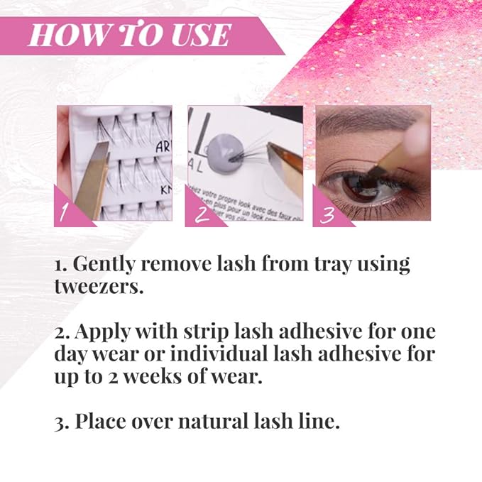 Ardell Individuals Lashes Double Up - Medium Brown, DIY Eyelash Extensions, Knot-Free Lash Clusters, Long-Lasting Wear False Eyelashes, 4 Pack