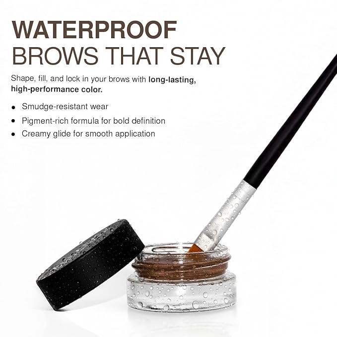 Palladio Brow Pomade Waterproof, 24 Hour Wear, Smudge Proof and Sweat Resistant Formula, Super Creamy Formula Glides on And Helps to Fill in Brows for a Dramatic, Defined, Flawless Look (Dark Brown)
