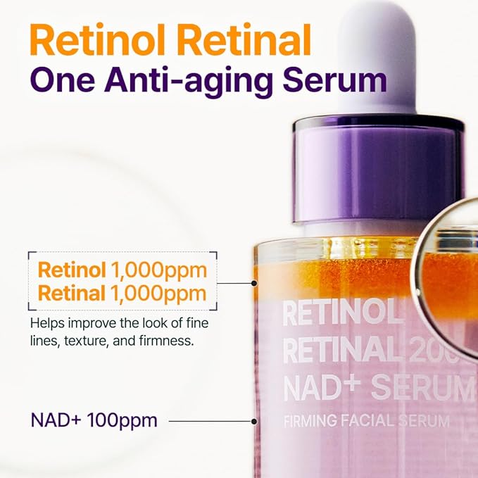 PURITO Retinol 0.1% + Retinal 0.1% Anti-Aging Facial Serum | for Wrinkles, Fine Lines & Firmer Skin | Dual Retinoids with NAD+, Improve Elasticity & Skin Texture | Korean Skincare, 30mL 1.01 fl.oz