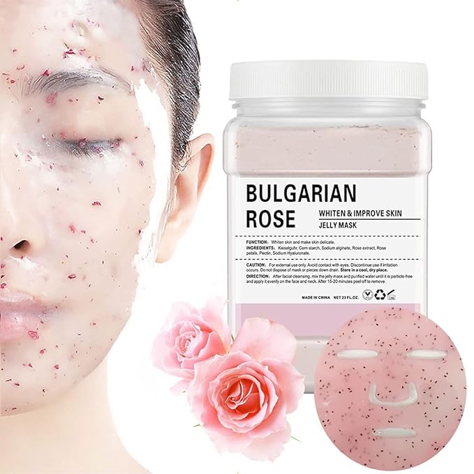 Jelly Mask Powder for Facials, Natural Rose Petals Jelly Face Mask, Professional Peel Off Hydro Face Mask Powder Leaves Skin Soft Moisturized and Revitalized,DIY SPA, 23 FlOz