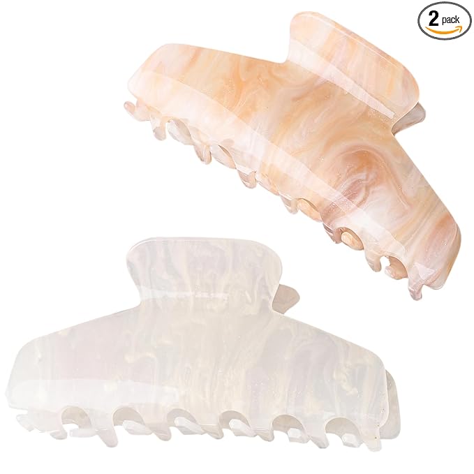 2 Pack Large Acrylic Hair Claw Clips for Women - 4.3 Inch Strong Hold Nonslip Hair Clips Big Claw Barrettes for Thick Thin Hair, Cute Durable Jaw Clips for Women Girls