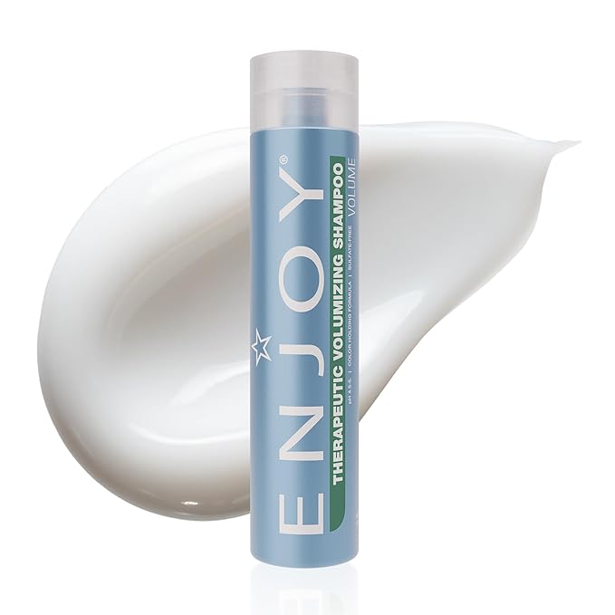 Enjoy Therapeutic Volumizing Shampoo, Scalp Stimulating and Thickening Cleanser for Fine or Thinning Hair, Peppermint, Tea Tree, and Niacin Formula, pH 4.5–5.5, 10.1 Fl Oz