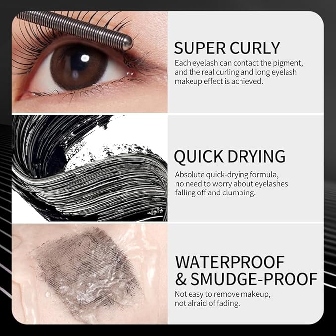 Metal Wand Mascara, 2026 New Waterproof Iron Mascara for Volume and Length, Long Lasting Curling Tubular Eyelash Primer, Brushless Tubing Mascara for Natural and Non-smudged Eyelash (Black)
