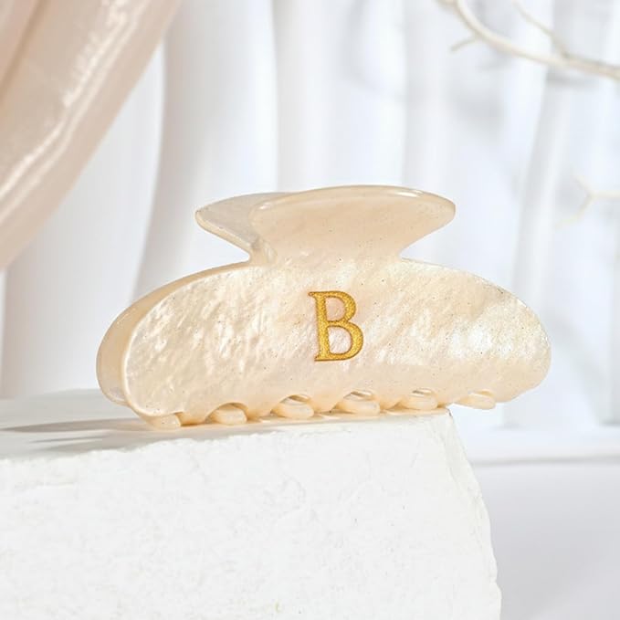 Acrylic Letter Hair Clips For Women Alphabet Hair Claw Initial Hair Clip Fashion Glitter Chic Monogram Claw Clip Hair Accessory Large Hair Clips B