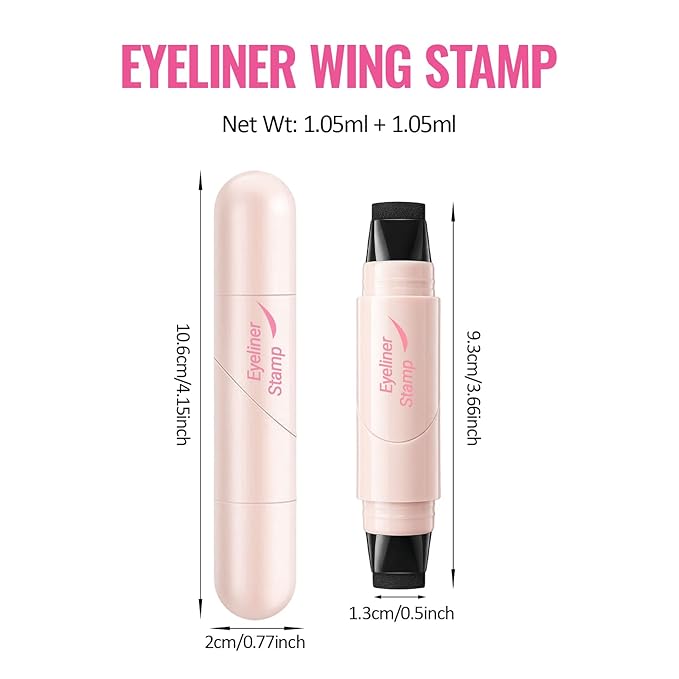 Erinde Dual-Ended Winged Eyeliner Stamp Pen - Waterproof Cat Eye Stamp Eyeliner Tool for Perfect Wings, Smudge-Proof Liquid Eye Liner Stamps, Quick Makeup for Beginners (Black & Brown)