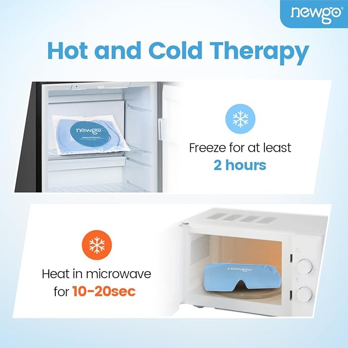 NEWGO Ice Face Mask & Cooling Eye Mask for Puffy Eyes – Reusable Gel Hot/Cold Therapy with Thick Gel Pad in Forehead & Eye Zones for Migraine Relief, Post-Surgery Swelling, Allergy, Headaches