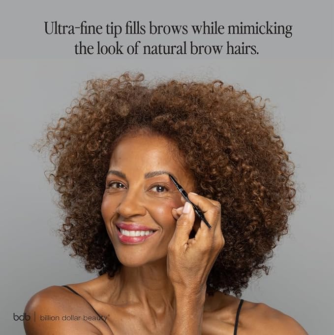 Billion Dollar Brows Brows On Point Micro Eyebrow Pencil, Raven/Black - Ultrafine Waterproof Microblade Tip for Hair-Like Strokes - Smudge-Proof Retractable Slim Brow Liner with Spoolie Brush