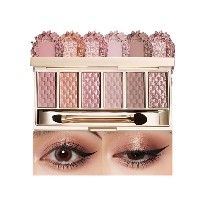Cool Tone Gray Purple Matte Shimmer Eyeshadow Palette, 6 Color High Pigment Blendable Eye Shadow Makeup for Older Women, Lightweight Travel Size, Suitable for All Eye Shapes Smokey Look Vegan 02#