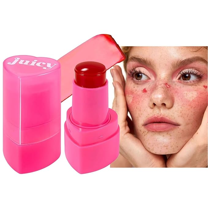 Multi-Use Juicy Love Blush, Cooling Water Jelly Tint Stick, Bouncy Jelly Texture, 3-In-1 Cheek Blush & Eyeshadow & Lip Tinted Long-Lasting Moisture - 1,000+ Swipes Per Stick (#01)