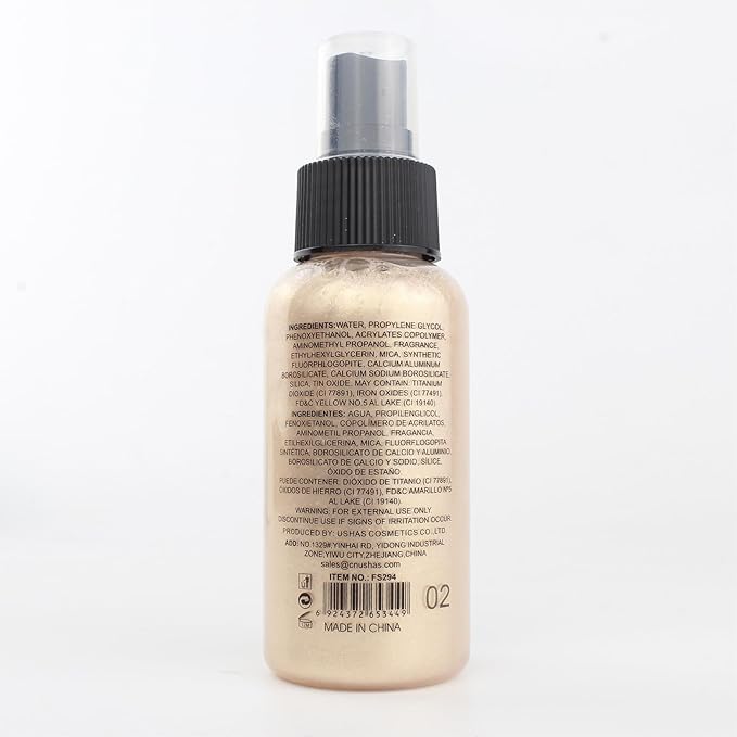 Body Glitter Spray, Body Shimmer Spray Quick Drying Body Glow Shimmer Long-Lasting Shiny Glitter for Women Men for Party, Concert 2.6 Fl Oz. (Light Copper)