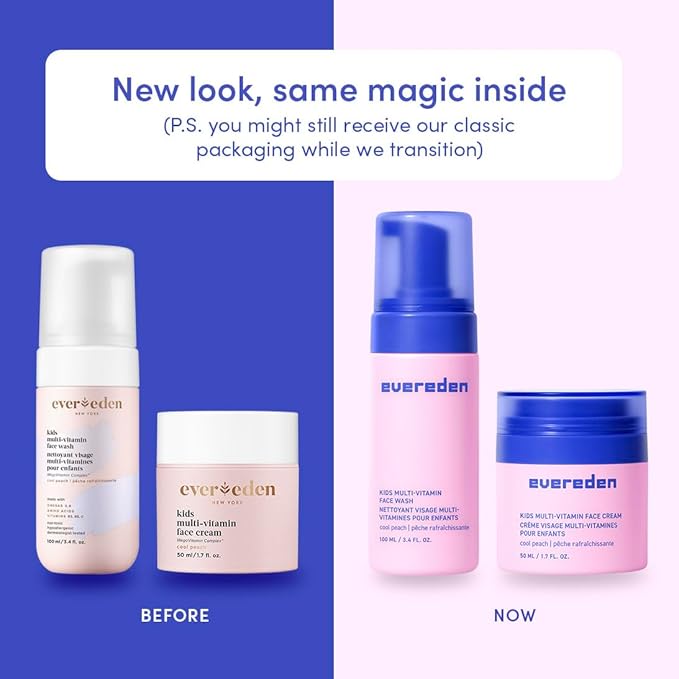Evereden Happy Kids Skin & Lips Routine - Multi-Vitamin Face Wash & Face Cream Peach & Tinted Lip Oil Sakura Pink Set - Clean & Vegan Skin Care for Kids 3+ - Moisturizing, Nourishing, & Protective