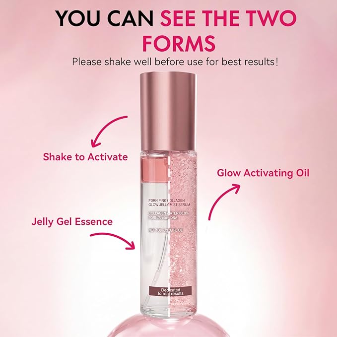 Jelly Serum Mist with PDRN, 3-in-1 Hydrating Face Glow Spray with Ceramide, Arginine & Hyaluronic Acid, Sprayable Hydrogel for Glass Skin Glow, All Skin Types, 3.38 fl.oz
