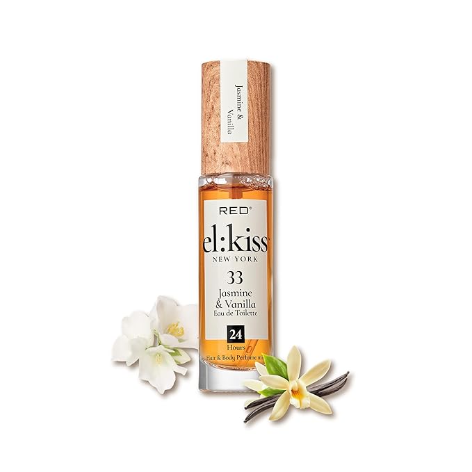 EL:KISS Hair Perfume & Body Mist, Jasmine & Vanilla Inspired by SDJ 68, Eau de Toilette 30mL (1.01 Fl Oz), Hydrating & Long-Lasting, Alcohol & Mineral Oil-Free, Jojoba/Argan Oil & Aloe Vera