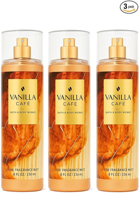 Bath & Body Works Vanilla Café Fine Fragrance Mist – 3 Pack, 8 fl oz Each | Warm Vanilla, Coffee & Creamy Musk Scent