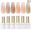 GAOY Jelly Nude Gel Nail Polish Set, 6 Transparent Colors Sheer Light Pink Brown Soak Off UV Light Cure Gel Polish Kit for Salon and Nail Art DIY at Home