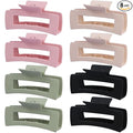 8 Pcs Large Hair Claw Clips 4.1 Inch Non-slip Big Square Matte Hair Claws for Women, Strong Hold Banana Clip for Thick Thin Hair(White/Green/Pink/Black)