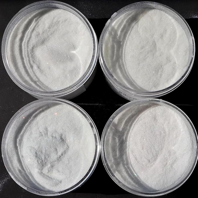 4Jars Pearl Shiny Silver Nail Glitter Powder White Color Chrome Glitter Pigment Dust Iridescent Nail Gel Polishes Decoration Diamond Aurora Glitter Mermaid Chrome Nails DIY