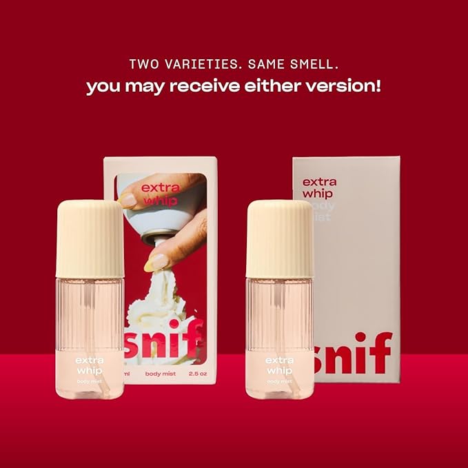 Snif Extra Whip Body Mist 2.5oz, Gourmand Vanilla Musk Fragrance Mist for Body & Hair, Icing Sugar, Whipped Cream & Sandalwood, Clean, Vegan, Cruelty Free