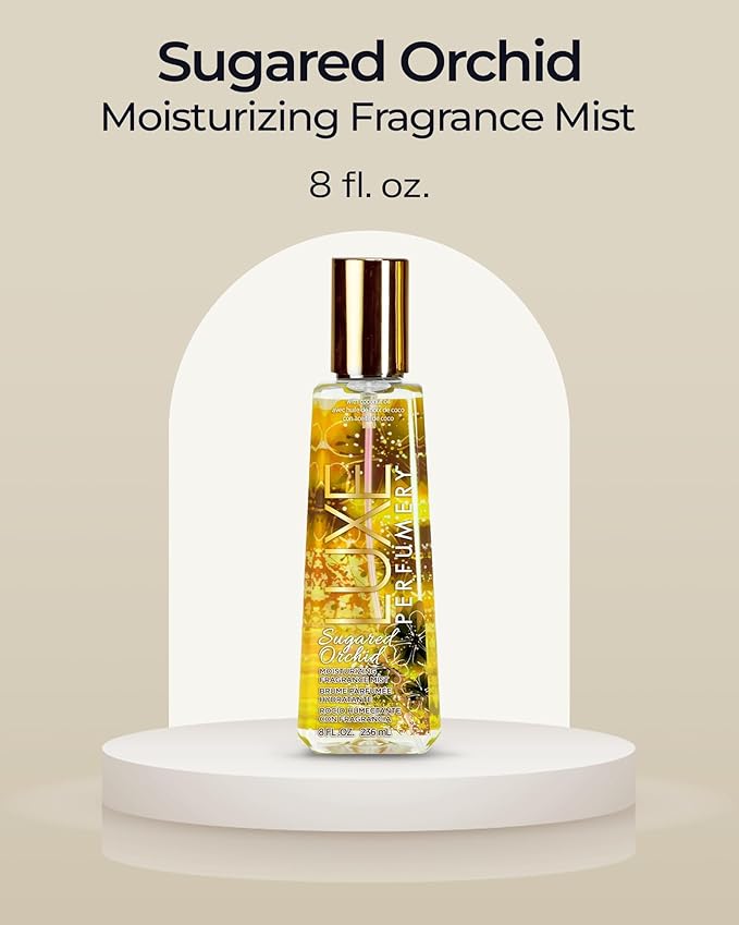 Luxe Perfumery Sugared Orchid Moisturizing Fragrance Mist – Sweet Floral Fruity Body Spray with Citrus, Apple, Coconut & Orchid – Hydrating Skin Mist for Women, Gift for Her, Made in USA, 8 Fl Oz