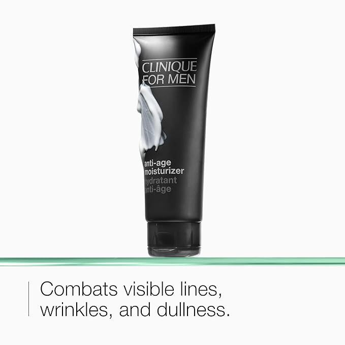 Clinique For Men Daily Anti-Age Face Moisturizer With Hyaluronic Acid, Vitamin E + Glycerin | Combats Lines, Wrinkles + Dullness | Hydrating + Brightening | Lightweight, 3.4 Fl Oz