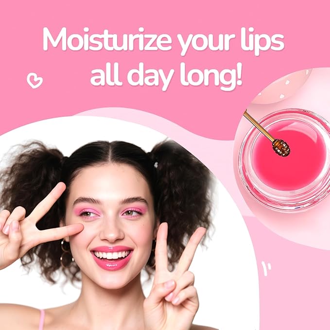 9 PCS Bee Lip Balm Honey Pot, Easter Basket Stuffers, Honey Lip Balm Bulk, Moisturising Sleep Lip Mask Overnight, Exfoliating Prevention Dry and Crack Lip Scrubs,Reduce Lip Lines, Mothers Day Gifts