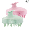 HEETA Scalp Massager 2 Pack for Hair Growth, Soft Silicone Bristles to Remove Dandruff and Relieve Itching, Scalp Scrubber for Hair Care, Shampoo Brush for Wet Dry, Pink & Green