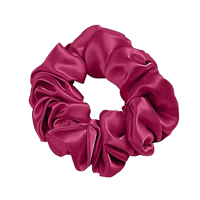MTSNOO Silk Scrunchie for Hair Sleep, 100% Pure 22 Momme Mulberry Silk Scrunchies for Curly Hair with Elastic Band, 1 Pack, Deep Rose