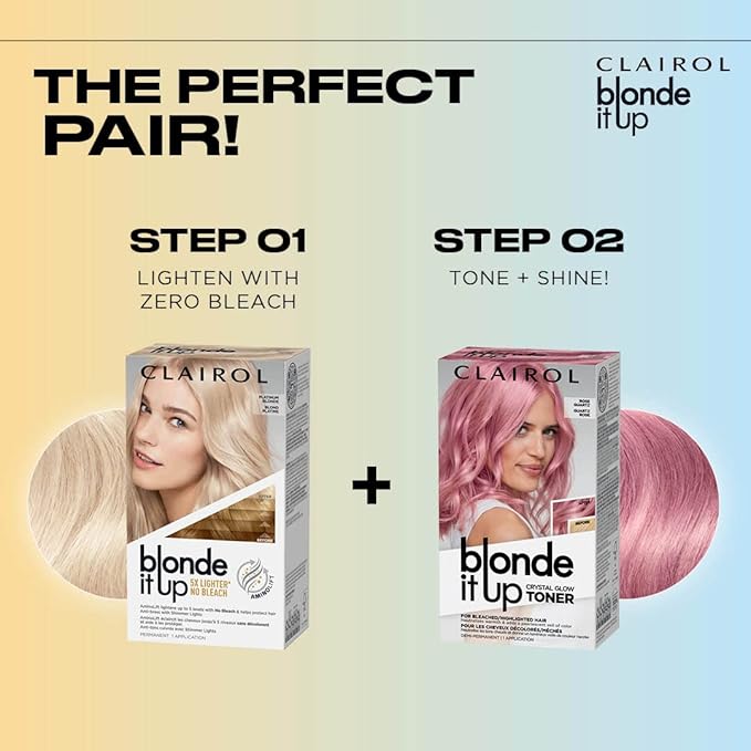 Clairol Blonde It Up Crystal Glow Toners Demi-Permanent Hair Dye, Luminous Pearl Hair Color, Pack of 2