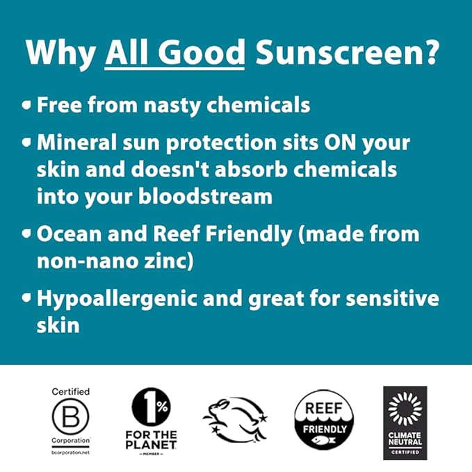 All Good Facial Mineral Sunscreen Lotion SPF 30 | Daily Face Moisturizer, Nourishing Botanicals, Hyaluronic Acid, Green Tea, Aloe, Calendula, Raspberry Seed Oil | 1.7oz (3-Pack)
