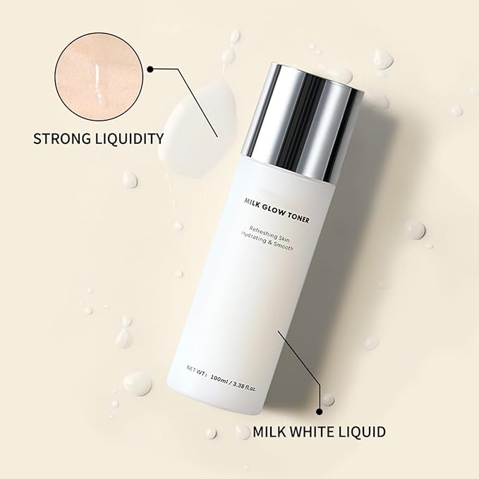 Milk Skin Toner, Deep Moisturizing Refreshing Skin Soothing Milky with Rice Bran Extract, Centella Asiatica Extract, Glow Milk Toner for Fresh, Cooling, Soothing, Makeup Prep Spray