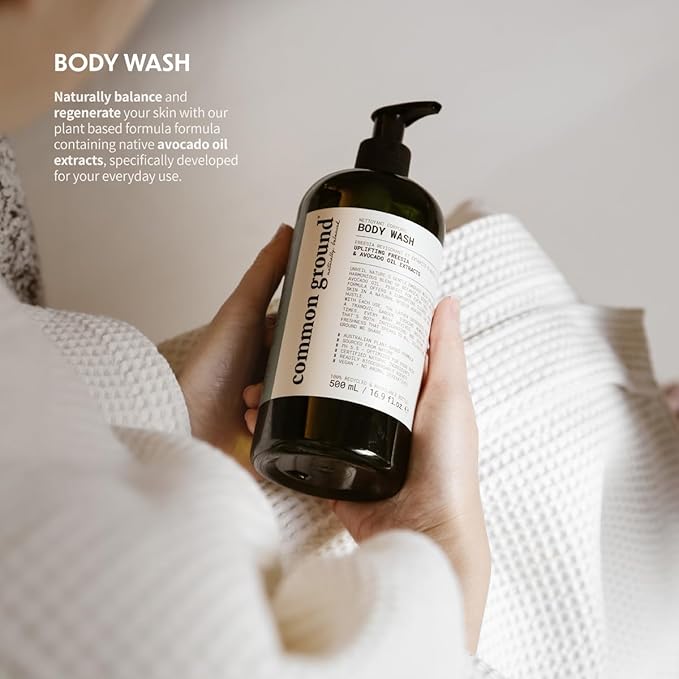 COMMON GROUND Natural Body Wash - Paraben & Cruelty Free, Vegan, Plant-Based, Signature Matcha & Tea Tree Essential Oil Scent - Shower Gel - All Skin Types, Men & Women, Sensitive