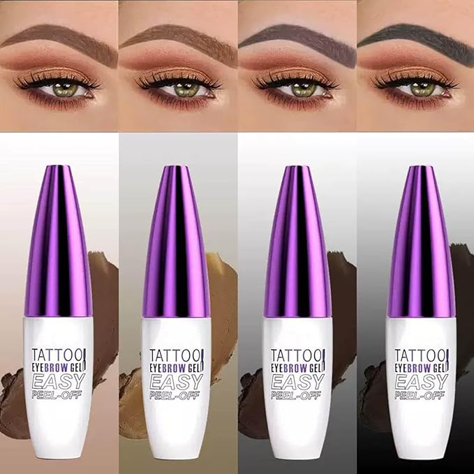 3-Day Peel Off Eyebrow Gel Kit - Waterproof Hypoallergenic Tint - Long-Lasting Natural Brow Makeup, Easy Peel-Off Applicator - Ideal Gift for Women & Men 2 Pack (03# Gray Brown)