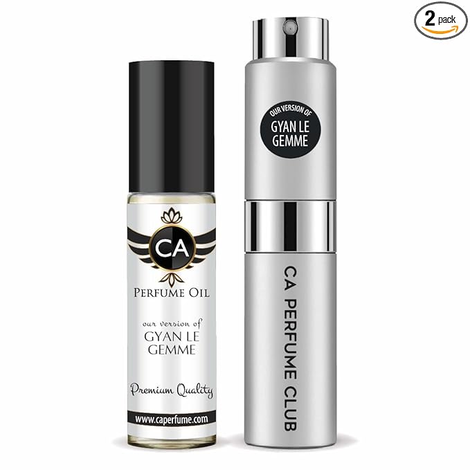 CA Perfume Duo Impression of Gyan Le Gemme For Men Perfume Layering Set Mens Cologne Long Lasting Travel Size EDP + Body Oil Roll-On Bottle 0.27 Fl Oz+0.33 Fl Oz
