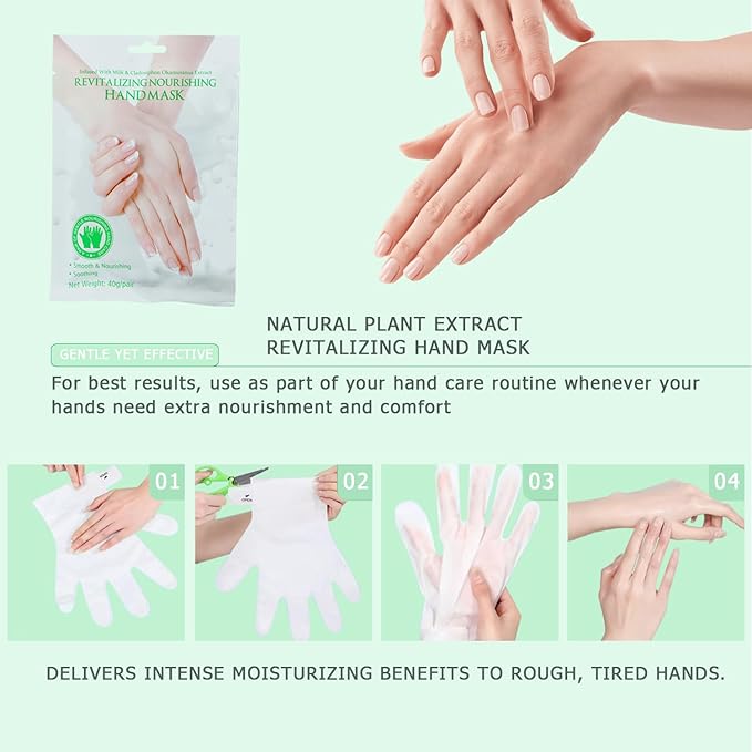Moisturizing Hand Mask 5 Pairs Hydrating and Nourishing Hand Masks for Dry Cracked Hands for Soft Silky Smooth Hands Spa Treatment for Women and Men, 40g/Pair