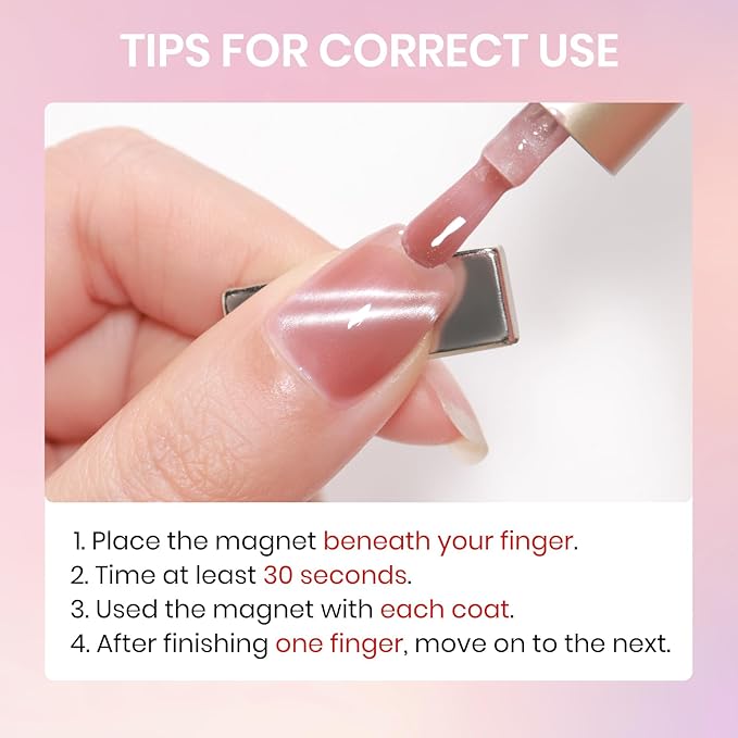 Cat Eye Nail Polish Non Gel, Quick Dry Magnetic Nail Polish Set with Magnet, Candy Cateye Nail Lacquer High Glossy DIY Salon Gift for Women Girl