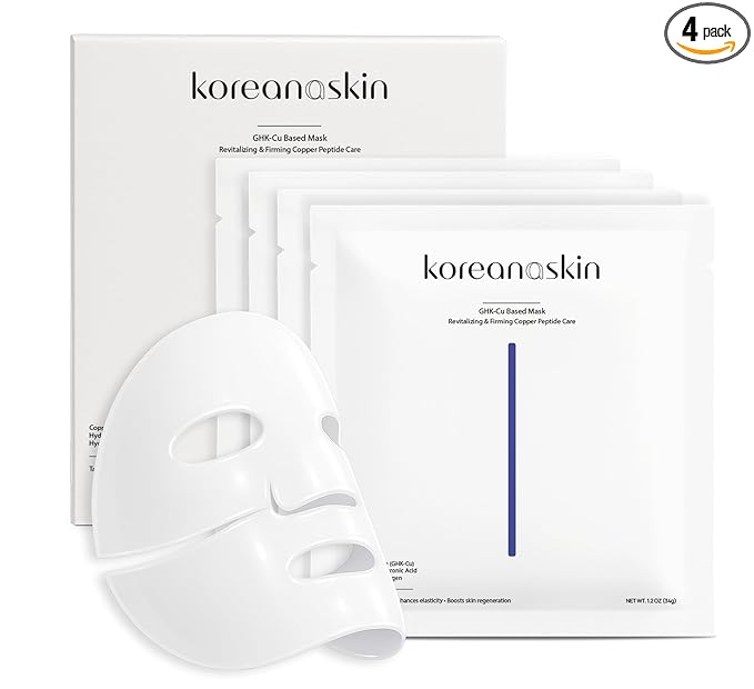 GHK-Cu Copper Peptide Hydrogel Face Mask Anti-Aging Collagen Booster for Skin Repair, Firming, Fades Acne Scars & Redness. K-Beauty Sheet Mask Treatment