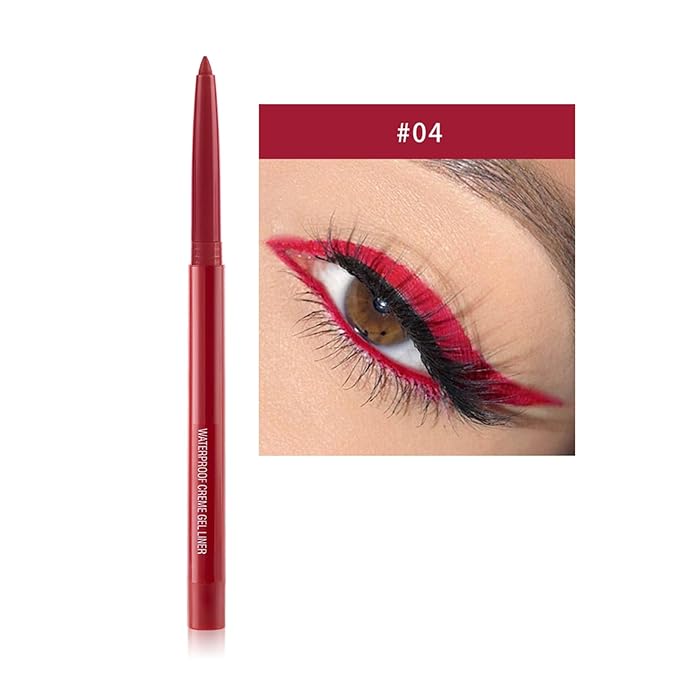 Eyeliner Pencil, Waterproof Eyeliner Long-lasting, Dark-red Eye Liner, High-Pigmented Colorful Eyeliners Easy To Use Eye Liner Pen for Women, Dark-red