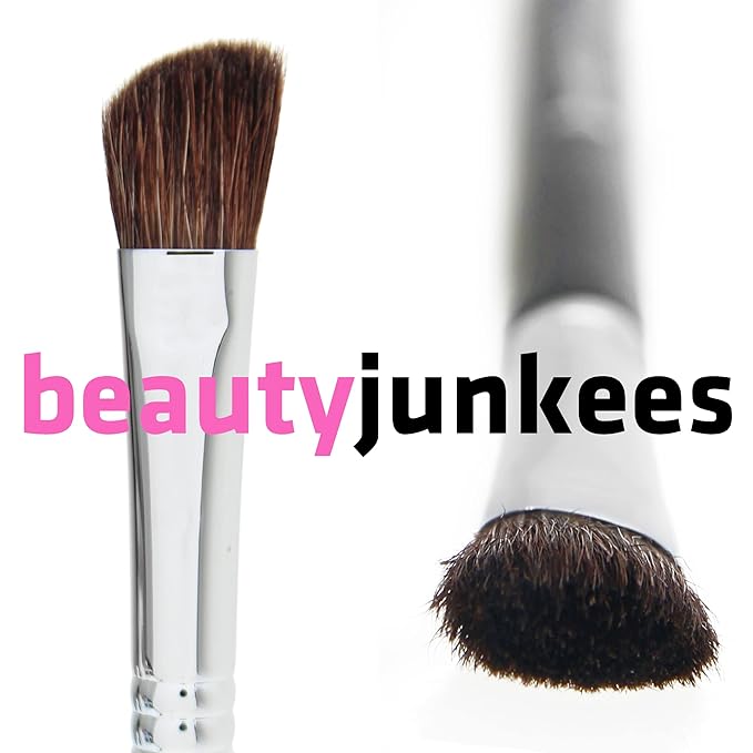 Angled Eyeshadow Brush Eyeshadow Blending Brush - Beauty Junkees Pro Angled Shading Eye Shadow Brush for Brow Bone Highlighter, Concealer, Crease, Inner Eyes, Corner, Nose Contour Makeup