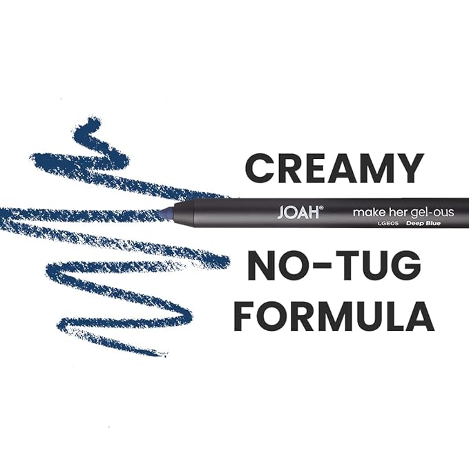 JOAH Make Her Gel-ous Gel Eyeliner with Self-Sharpening Pencil, Waterproof & Long-Lasting Intense Color Definition & Finish, Creamy No-Tug Formula - Deep Blue