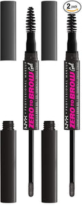 NYX PROFESSIONAL MAKEUP Zero to Brow, Longwear Eyebrow Gel, Black (Pack of 2)