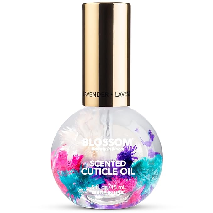 Blossom Cuticle Oil for Nails, Hydrating, Moisturizing, Scented Nail Oil Cuticle Care, Infused with Real Flowers, Made in USA, 0.5 fl. oz, Lavender
