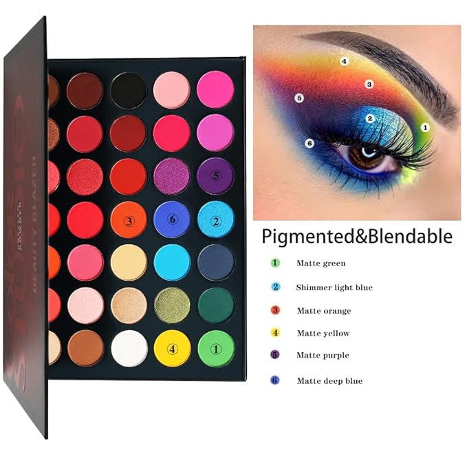 Color Studio Eyeshadow Palette, Highly Pigmented 35 Shades Matte and Shimmers Makeup Palette, Waterproof Blendable Eye Shadow, Cruelty- Free Makeup Pallet