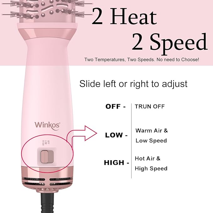Travel Dual Voltage Hot Air Brush | 4 in 1 MIni Hair Dryer Brushes | 2 Inch Blow Dryer Brush with Storage Bag Global Adapter | One Step Volumizer Small Hair Dryer and Styler for All Hair Types