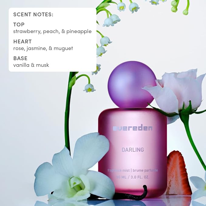 Evereden Fragrance Hair and Body Mist - Darling: Clean and Vegan Collectible Hair and Body Spray for Teen Girls - Amplify Your Self Expression with Iconic Scents in Aesthetic Bottles