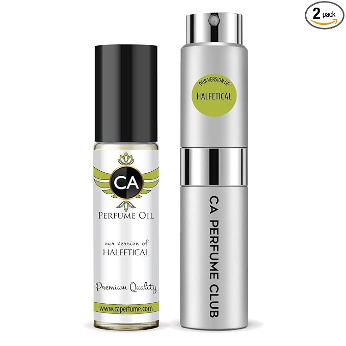 CA Perfume Duo Impression of Halfetical For Women And Men Perfume Layering Set Long Lasting Travel Size EDP + Body Oil Roll-On Bottle 0.27 Fl Oz+0.33 Fl Oz