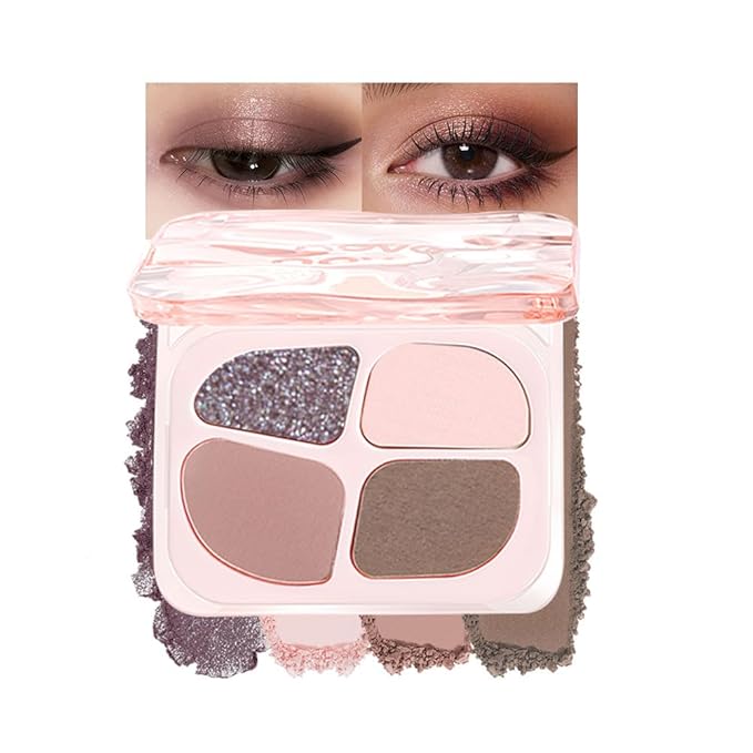 Matte Eyeshadow Palette, 4 Color High Pigment Blendable Eye Shadow Makeup For Older Women, Shimmer Eyeshadow Palette Makeup (03#, Pack of 1)