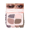 Pink Eyeshadow Palette – 4-Color Mauve Nude & Baby Pink Matte Shades with Lavender Silver Glitter, High Pigment Long-Lasting Blendable Eye Shadow Quad for Daily Soft Glam & Natural Cool Tone Looks