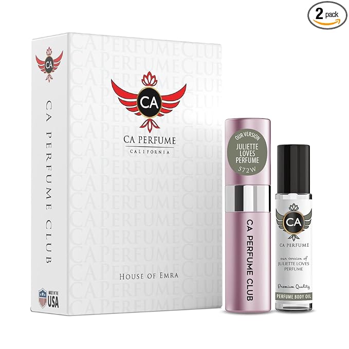 CA Perfume Duo Impression of Juliette Loves Perfume For Women Perfume Layering Set Long Lasting Travel Size EDP + Body Oil Roll-On Bottle 0.27 Fl Oz+0.33 Fl Oz