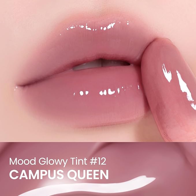 Peripera Mood Glowy Tint, Watery Glow Finish, Buildable Fresh Color, Lightweight, Long-Lasting, Non-Sticky, Korean Lip Tint (12 CAMPUS QUEEN)