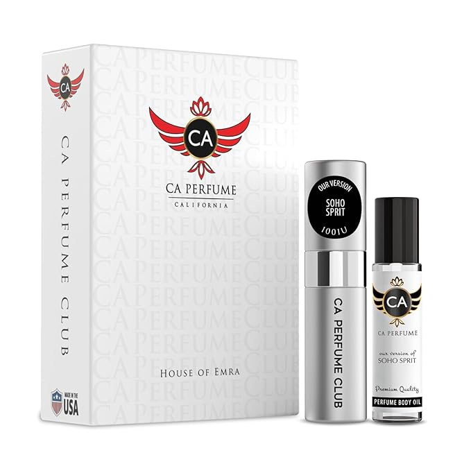 CA Perfume Impression of Soho Sprit for Women & Men Eau De Parfum Spray Long Lasting Floral Woody Musk Perfume Layering Set 0.27 Fl Oz + 0.33 Fl Oz
